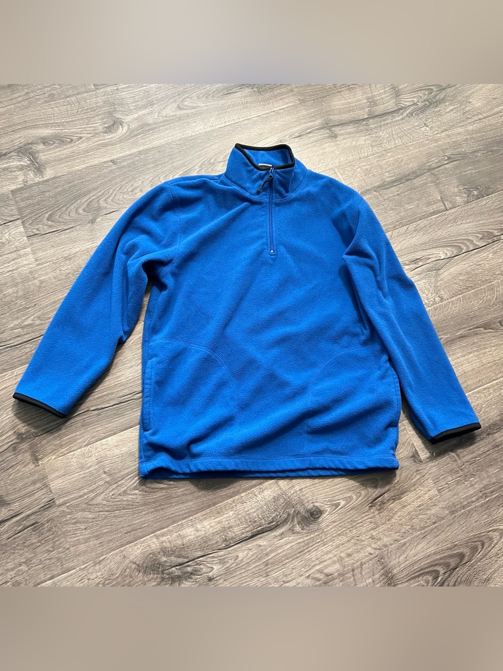 Vintage 2006 Old Navy Bright Blue Fleece Quarter Zip Pullover w/Black Trim Y2K